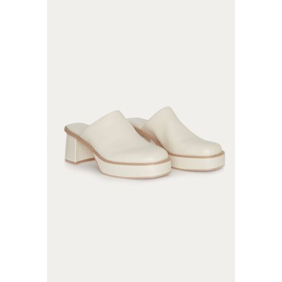 OAK + FORT PLATFORM CLOGS Mules size 6 Cream Block Heel Chunky - Picture 3 of 14